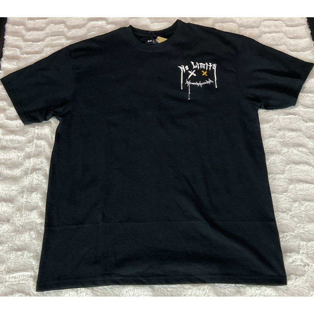 Reason Mens XL Black Past Legends Graphic Gothic Cross Crown Short Sleeve Shirt